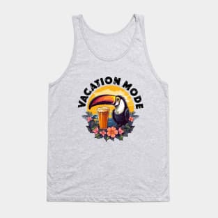 Toucan with Beer - Vacation Mode (Black Lettering) Tank Top